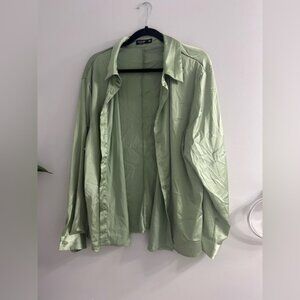 Green SHEIN curve button up